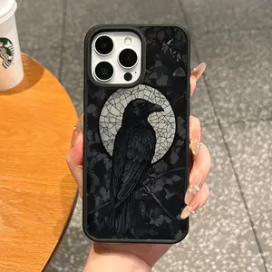 Premium Magnetic Case for iPhone11/12/13/14/15/16/17/promax Raven in Stained Glass MagSafe Ready,Anti-Fall,Ultra-Thin Design|Perfect for Everyday Use