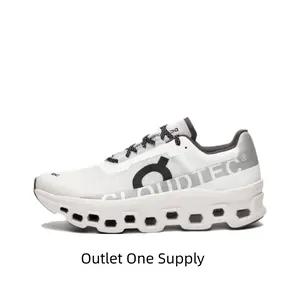 White Thick-soled Cloud Cushioning Running Shoes, Breathable Mesh Upper with Hollow Cloud Outsole Design