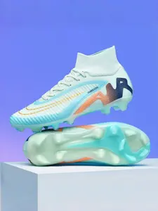 Unisex High Top Football Shoes, Anti-Slip Durable, Ag Nail Design, PU Leather Upper, Multicolor, Rubber Outsole, Professional Game Style