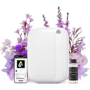 Oil Diffuser, Waterless & Ultrasonic Aromatherapy Diffuser for Home, Office, Hotel, 13.5 OZ Capacity Up to 2500 Sq.Ft Coverage Room Scent Diffuser with App & Button(White)