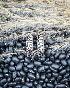 Sable Engraved Mini Hoops in Silver