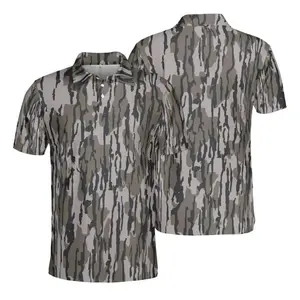 Bottomland Camouflage Polo Shirt for Men Hunting Camo Outdoor Golf Casual Outfit Tee
