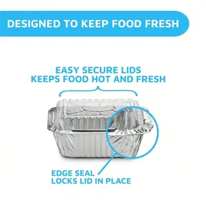 50pcs Eco-Friendly Aluminum Foil Containers, High-Temperature Resistant, Ideal for Oven, Air Fryer, Takeout, BBQ, Kitchen Storage