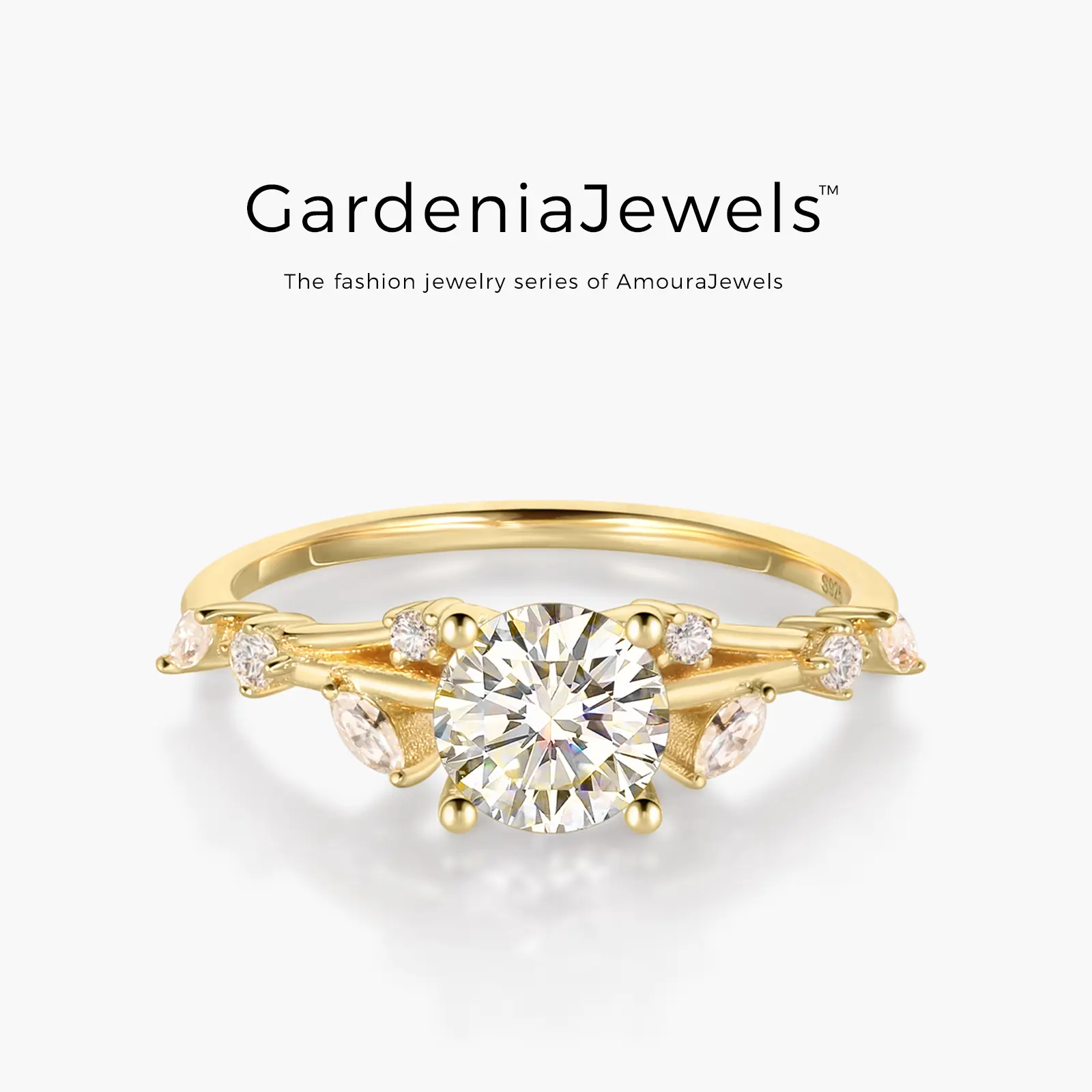 Gardenia 1.108ct Moissanite Original Design Ring Quince Branch Elegance in Bloom 18K Gold Plated Ring VVS1 Clarity D Color 3EX