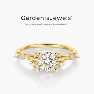Gardenia 1.108ct Moissanite Original Design Ring Quince Branch Elegance in Bloom 18K Gold Plated Ring VVS1 Clarity D Color 3EX
