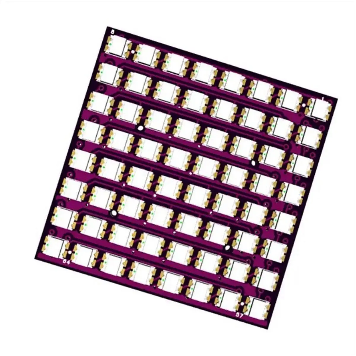 8x8 RGB LED Matrix Panel, 24.4mm High-Density DotStar Screen with 64 Addressable NeoPixel-Type LEDs, 24-Bit Color & 3-Pad Connections for Arduino DIY Projects, 3-Pad Connection Ports