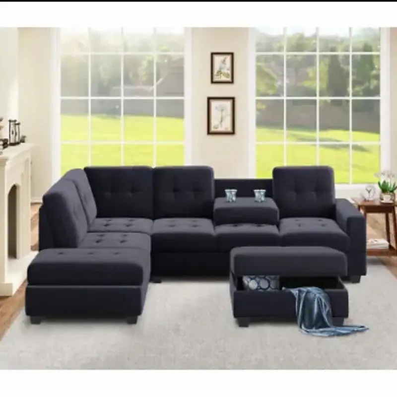 Modern Sectional Sofa W/ Reversible Chaise, L Shaped Couch Set W/ Stora...