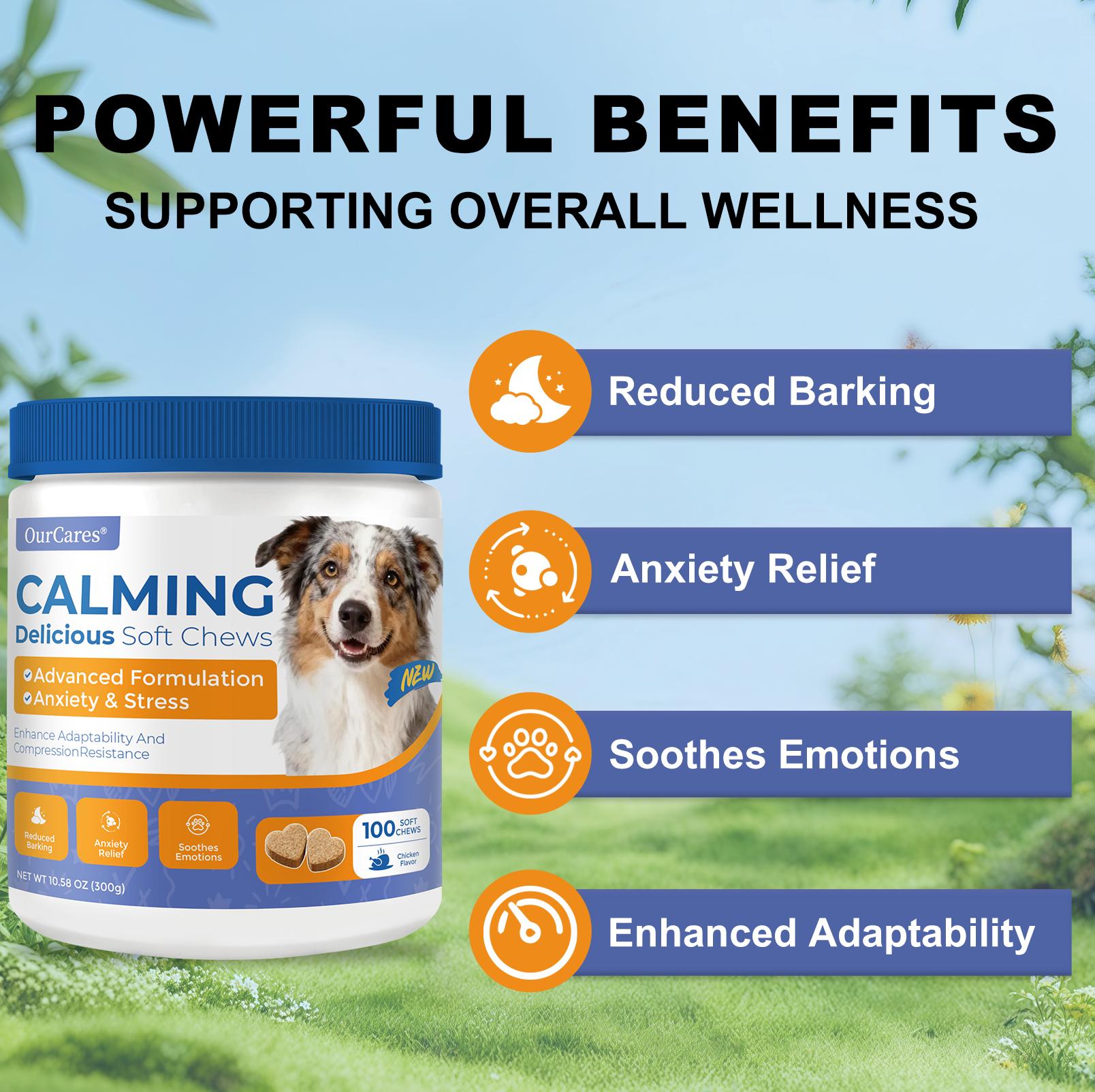 OurCares Generation 2 Calming Chews for Dogs Composure & Relaxation for Everyday Stress & Separation Chicken Flavor 100 Soft Chews Daily Pet Snacks OurCares Generation 2 Calming Chews for Dogs Composure & Relaxation for Everyday Stress & Separation Chicken Flavor 100 Soft Chews Daily Pet Snacks