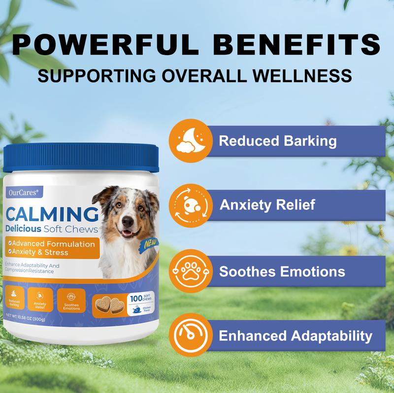 OurCares Generation 2 Calming Chews for Dogs Composure & Relaxation for Everyday Stress & Separation Chicken Flavor 120 Soft Chews Daily Pet Snacks
