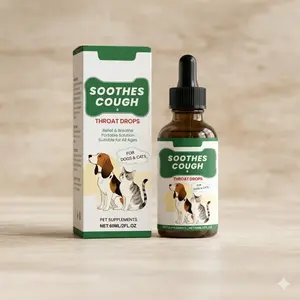 Soothes Cough & Throat Drops for Dogs & Cats – Herbal Pet Supplement – Fast-Acting, Gentle Throat Care – Portable Relief for All Ages – 60ml (2 fl oz)