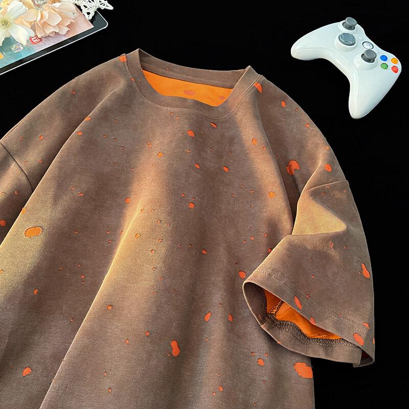 Ripped Short Sleeve T-shirt Loose Round Neck Half Sleeve