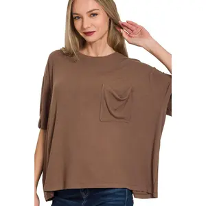 Zenana Oversized Ribbed Round Neck Short Sleeve Tee