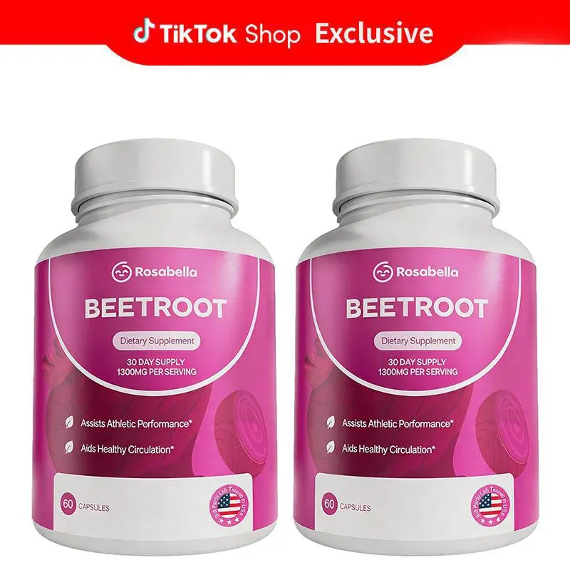 【BUY 1 GET 1 FREE】Rosabella Organic Beetroot Capsules (1300mg) for Blood Flow & Heart Health