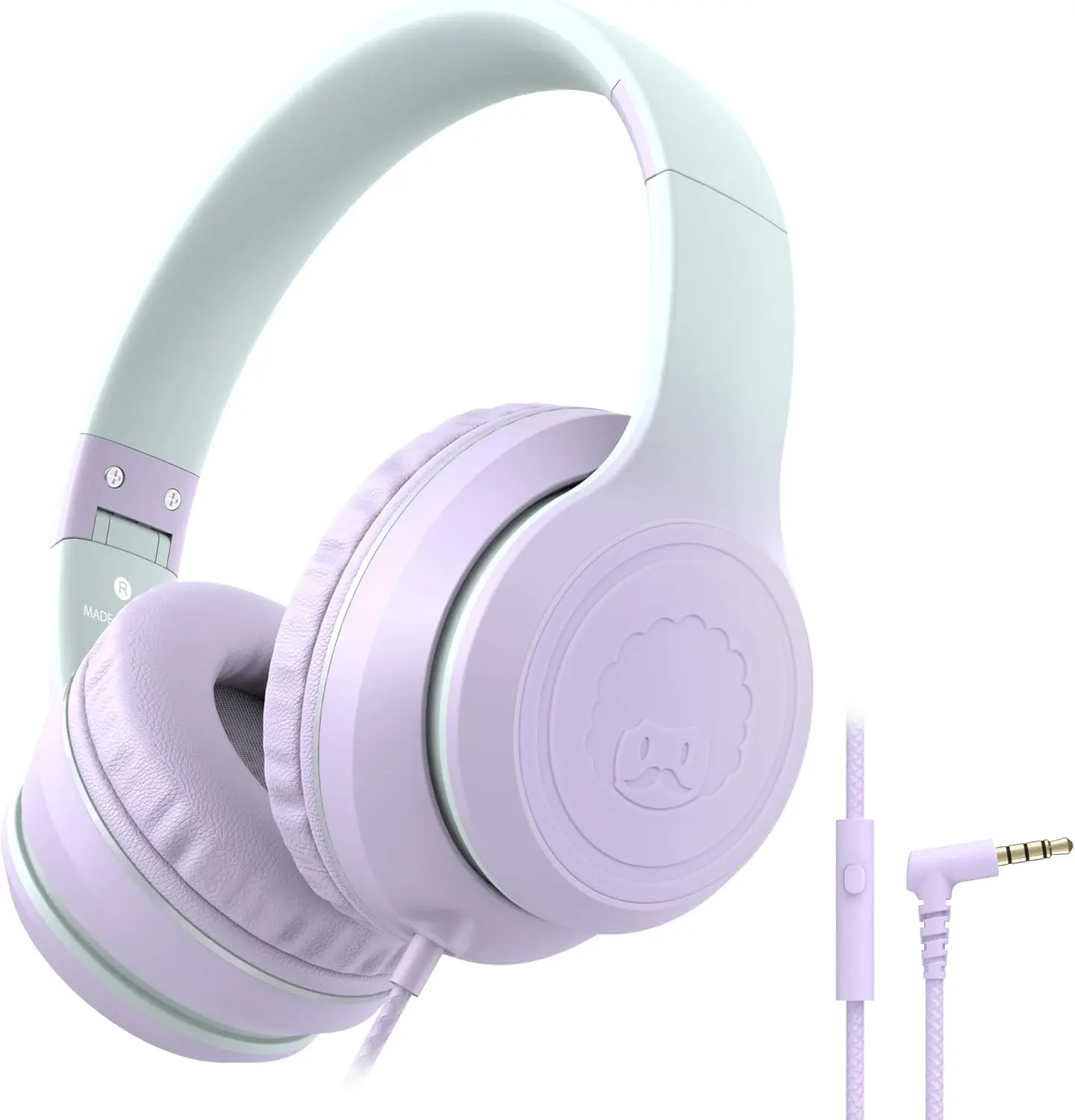 L22 Wired Headphones for  Girls Boys Women with Microphone, Foldable Stereo 3.5mm Corded Headphones for School Classroom Chromebooks Computer Laptop Phone Airplane (Purple)