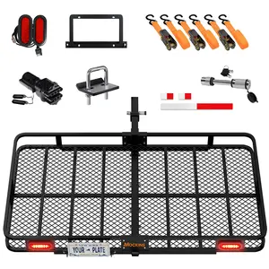 Mockins 72"x36"x6" XL Trailer Hitch Rack with Rear Lights, License Plate Holder and Carrier Accessories