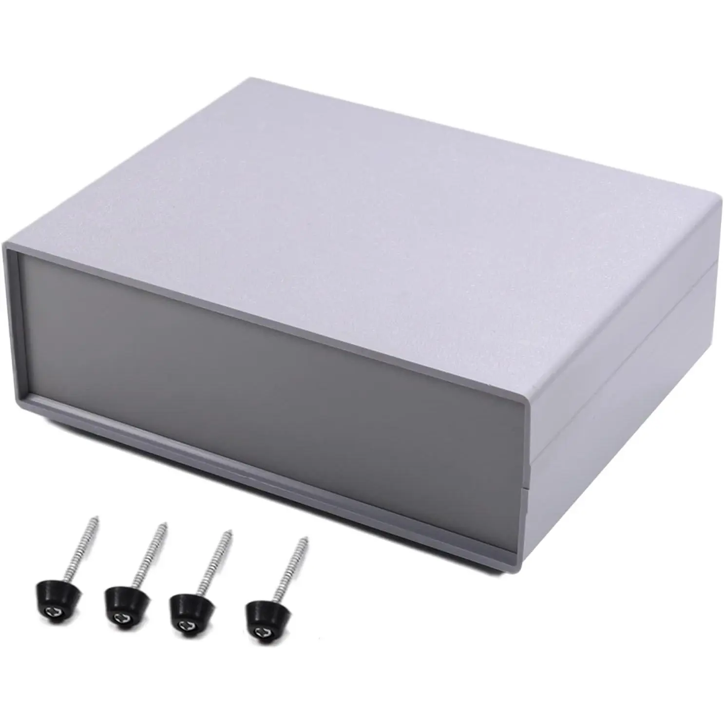 ABS Plastic Gray Rectangle Electronic Junction Box - 6.69"x5.12"x2.17"(170x130x55mm) Dustproof Amplifiers Box with Wire Holes, Mounting Posts, Easy Installation, Easy to Place & Lift, Positioning Means for Home Improvement, Smart Home Portable Projects