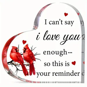 Festive Cardinal Love Sign - Romantic Acrylic Table Decor for Birthday, Anniversary & Valentine's Day Signage