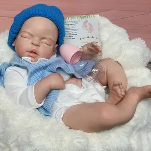 Reborn Baby Doll 22"/55 cm Full Body Soft Silicone Sleeping Reborn Baby Girl Realistic Newborn Doll with Certificate & Accessories Perfect Christmas & Birthday Gift Collector's Item