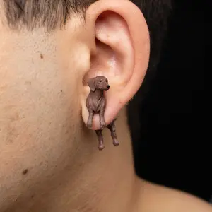 Dachshund Wiener Dog Earrings • Hand-Painted • 3D Printed • Quirky • Funny • Weird • Gift