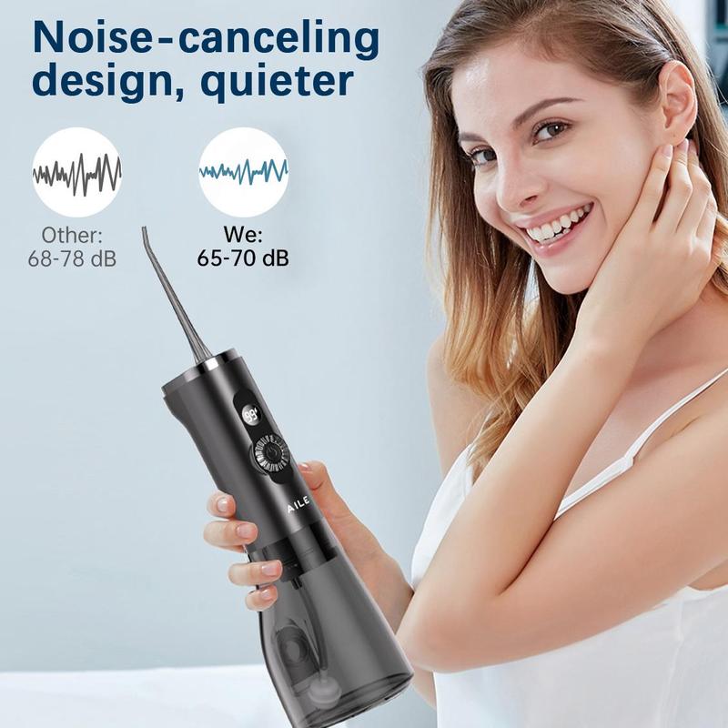AILE Water Flosser,100 Modes for Teeth,Powerful and Rechargeable Oral Irrigator,LED Display,300ML Tank,IPX7 WP,Cordless Portable,Brace Care,Gift