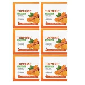 Turmeric Soap Bar, Turmeric Essence Soap, 6 Counts/set Vitamin E Soap Bar, Hyaluronic Acid Retinol Collagen Handmade Soap, Suitable for Women & Men All Skin Types for Women