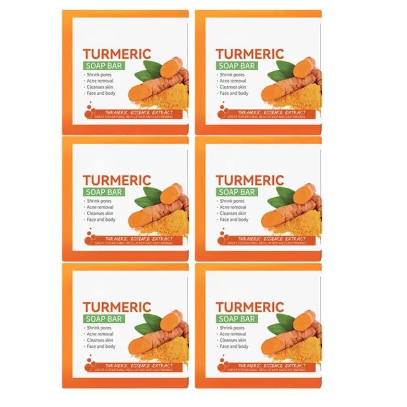 Turmeric Soap Bar, Glowing Skin Soap, Turmeric Essence Soap, 6 Counts/set Vitamin E Soap Bar, Hyaluronic Acid Retinol Collagen Handmade Soap, Suitable for Women & Men All Skin Types for Women, Body Hygiene Products