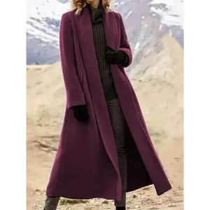 Cross-Border Women's Fashion European and American Long Coat Plus Size Oversized Casual Woolen Winter Coat