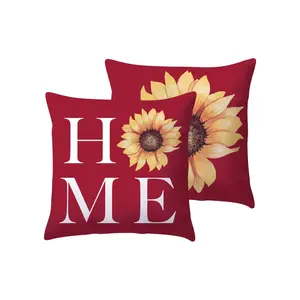 Home Sunflower Reversible Outdoor Throw Pillow, 16, Red Novelty and Floral