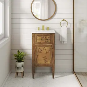 Modway Elysian 18" Wood Bathroom Vanity in White Brown