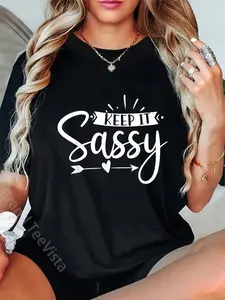 100% Cotton Unisex Sassy Attitude Gifts Southern Charm & Grace x Women's Black Keep It Sassy T-Shirt