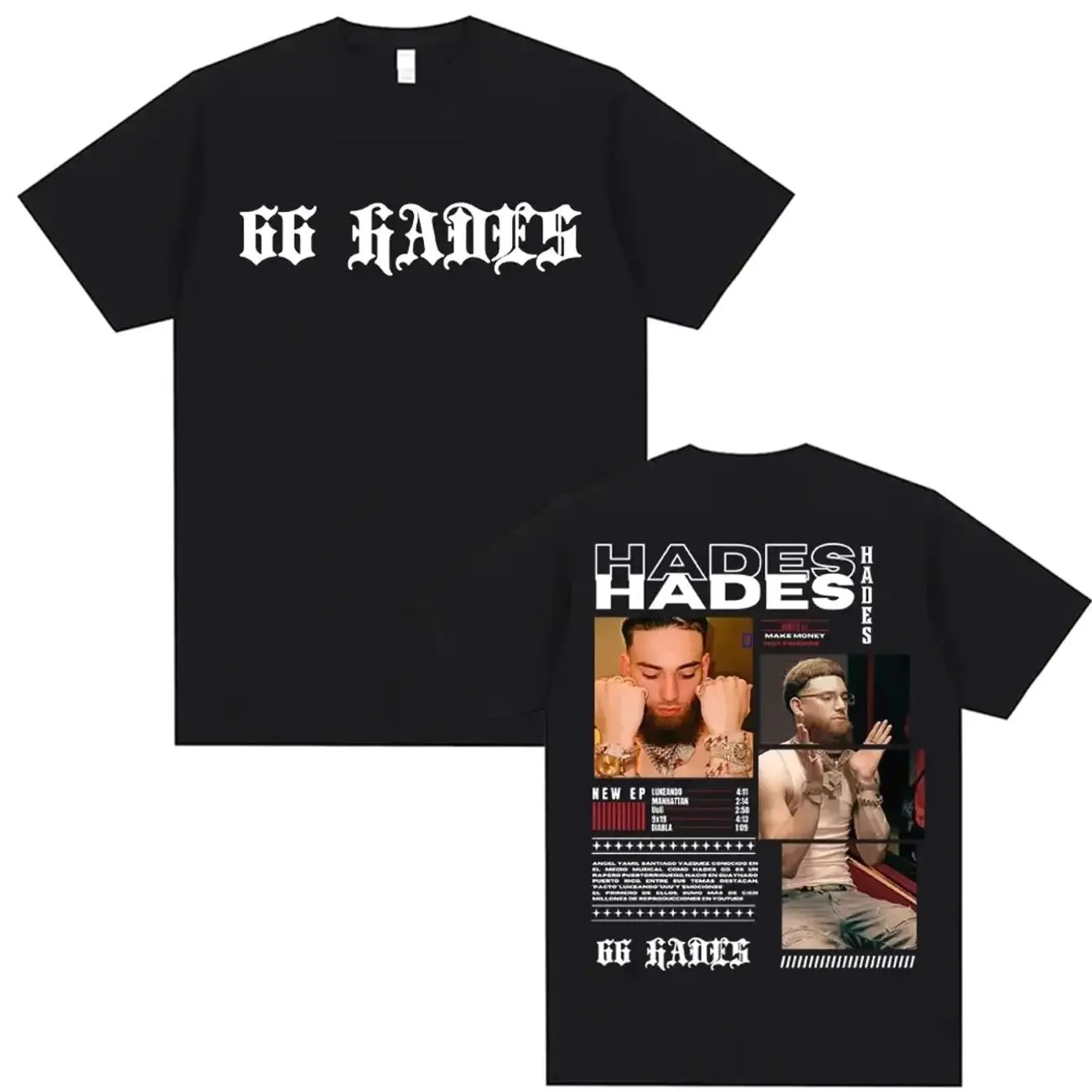 Rapper Hades 66 Make Money Not Friends Album Merch Tee Shirt Men's Clothing 90s Vintage T-shirt High Quality   Cotton T Shirt VQ8 VXO