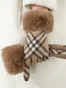 Fashion Women's Touchscreen Fleece Gloves, Warm Elastic Decorative Mittens, Perfect for Fall Winter, Christmas Gift for Girls