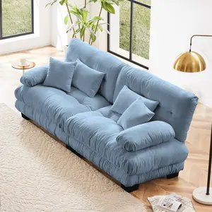 Eyisean 94.4" Oversized Chenille Cloud Loveseat Sofa, 2-Seater Modular Sectional Sofa with 2 Lumbar Pillows & 2 Throw Pillows, Comfy Sectional Couches with Deep Seat for Living Room, Small Space