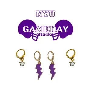 NYU Classic Gameday Earring Stack For Violets Gameday
