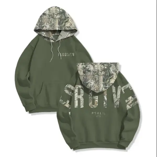 Forgiven Psalm 32:1 Hoodie, Dead Leaves Camo Graphic Sweatshirt for Men & Women
