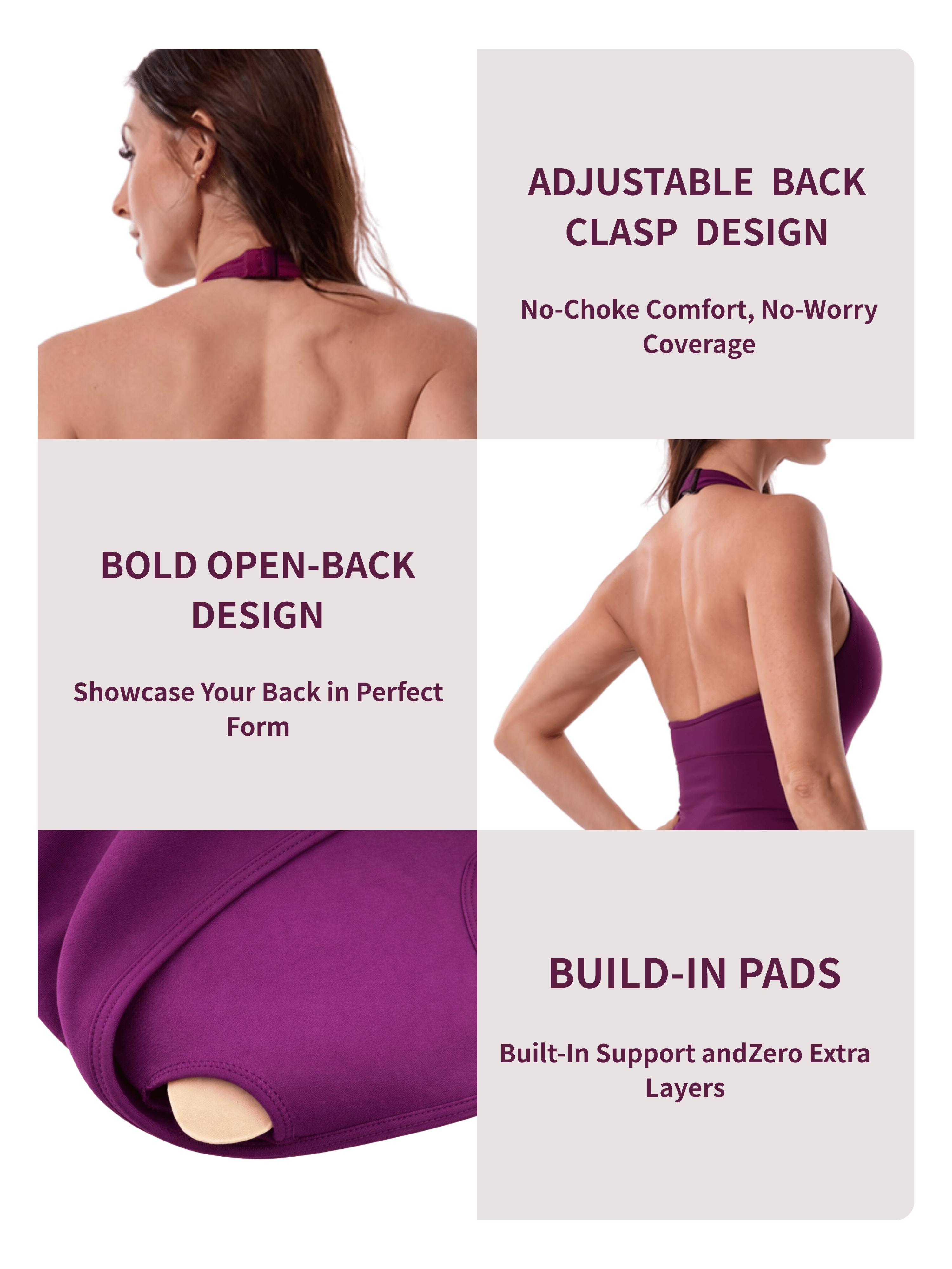 Coral Canton Backless Halter Top Sport Jumpsuit Bodycon Flared Legs