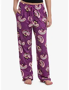Mystic Grinning Cat Pink Stripe Pajama Pants | Men & Women Lounge Sleepwear | Soft & Comfy Night Pants
