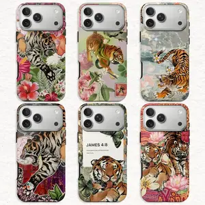 Vintage Chinese Tigers Phone Case, Cute Tiger Collage, Japanese Traditional Art Print Big Cat Case for Samsung and iPhone 17 16 15 14 13 12 11 Pro Max