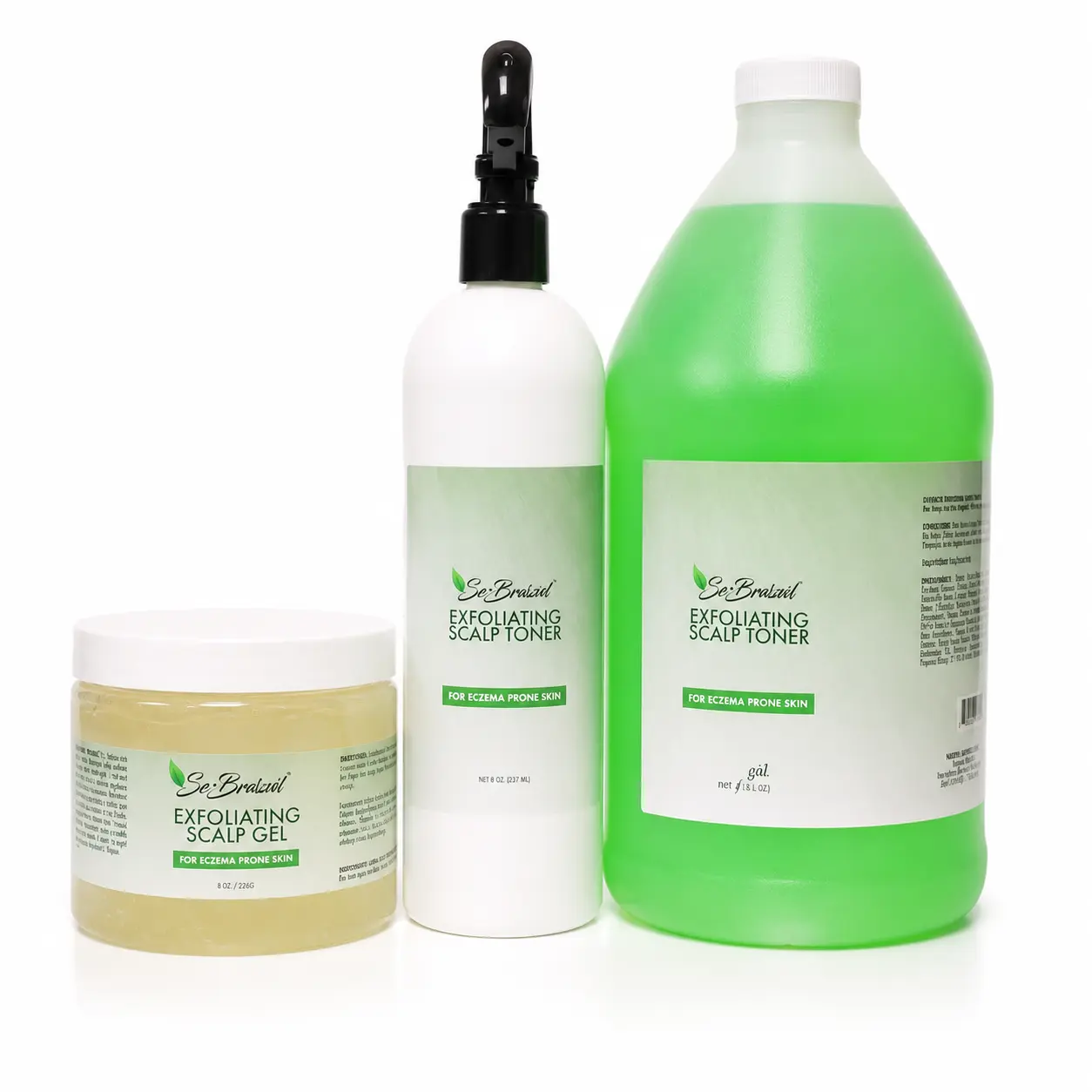 Se-Brazil SALON SIZE Scalp Toner Bundle 16oz Scalp Gel + 1/2 Gallon Size Toner + 16oz Toner Spray