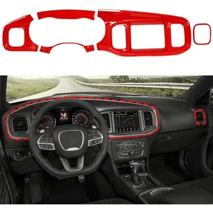 for Dodge Charger 2015-2024 Accessories Charger Center Consoles Dash Board Dashboard Instrument Trim (Red)