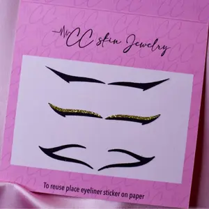 Luxury Eyeliner Stickers- Gold Pack of 3- Reusable, Hypoallergenic, Waterproof, Smudgeproof Makeup Flawless adhesive eyeliner