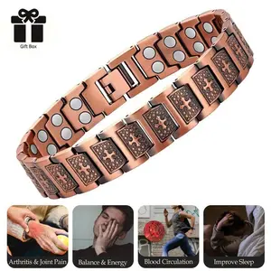 Pure Copper 2X Magnetic BraceletFashionPersonality Cross Retro Men's Bracelet, Adjustable Bracelet Father's Day gift