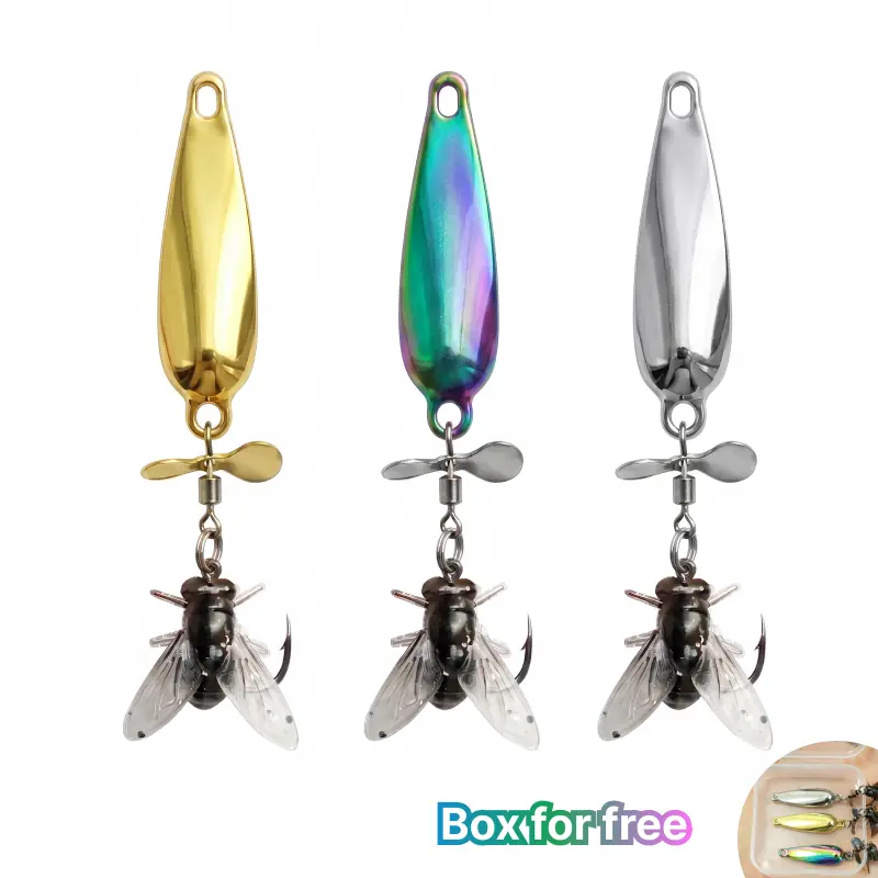 3-Pack Realistic Housefly Spinner Baits with Clear Box | Micro Lures for Bluegill Trout and Panfish
