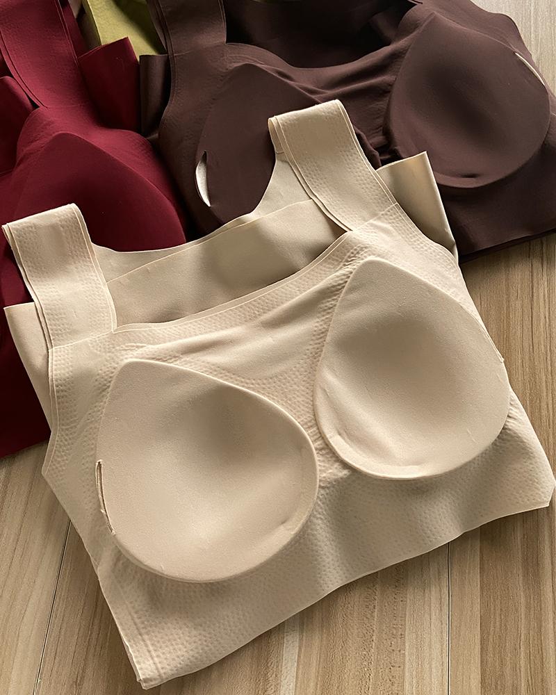 ChicMe Built-in Bra Tank Tops U Neck Camisole High Strechy Seamless Women Going Out Tops Everyday Basic Tanks Padded Tops