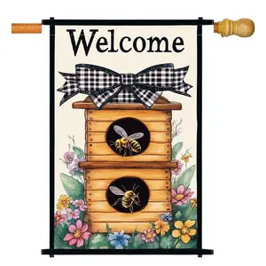 Daisy Bumblebee Spring Summer Garden Banner, 28x40 Inch Decorative Flag, Perfect for Home & Yard Outdoors, Ideal Lawn Ornament