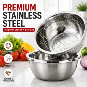 Stainless Steel Colander Strainer Basket, Food Colander Kitchenware, Durable Kitchen Utensil, Ideal for Draining Liquids, Easy to Clean, Perfect for Cooking & Baking