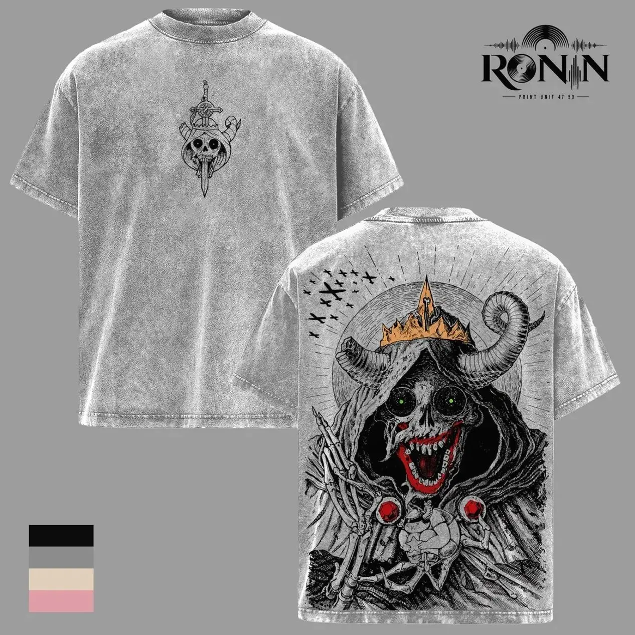 The Lich Adventure Time Vintage Washed Oversized T-Shirt, Tank Top, Sweatshirt, Hoodie Dark Fantasy Cartoon Graphic Tee, Double Printed Skull Demon Art, Heavy Cotton Streetwear, Unisex Retro Grunge Anime Style Shirt TFH