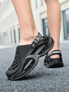 Summershoes Men's Thick Sole Sandals Striped Breathable Anti-Slip Casual All Seasons Ideal for Beach Outdoor Activities Strapy Sandals Outdoor Beach Slides