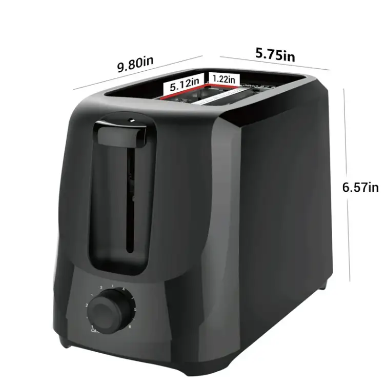 Mainstays 2-Slice Toaster with 6 Shade Settings and Removable Crumb Tray, Black