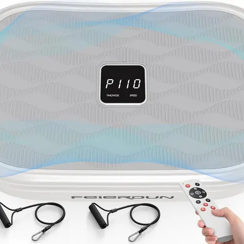 FED Fitness VP8 Vibratory Plate Machine - Motorized Core Workout Machine, Portable Work Out Equipment for Home Gym, Multifunctional Home Workout Gear with 99 Speed Levels, Resistance Loop Bands, Convenient Operation, Easy to Carry